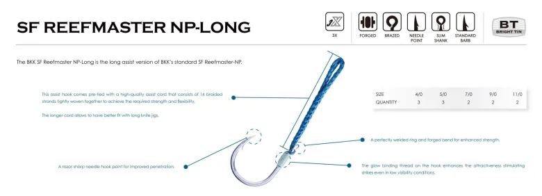 BKK SF Reefmaster NP Long Speed Jigging Assist Hooks