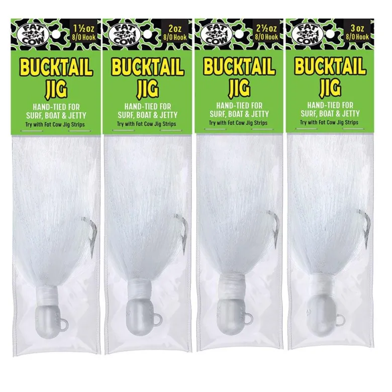 Fat Cow Premium Bucktail Jigs Pearl White